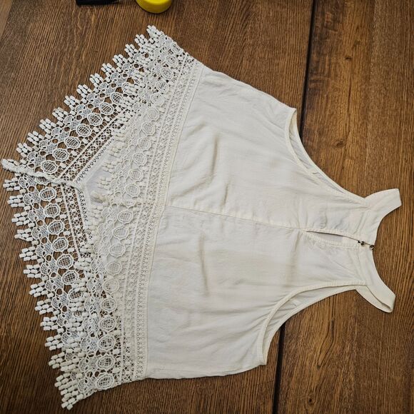 Revolve ASTR Silk Tank Lace Trim Romantic Blouse Top Size Medium - Picture 5 of 16